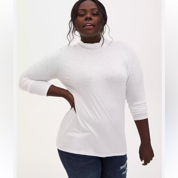 Torrid Super Soft Slub Turtleneck Top White Women’s Large - Picture 1 of 3